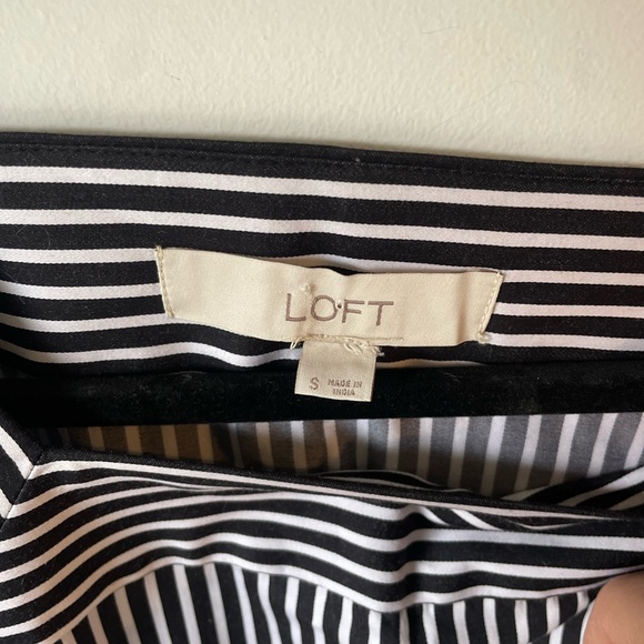 LOFT Women Small Blouse square neck balloon sleeve striped top business casual - Picture 2 of 6